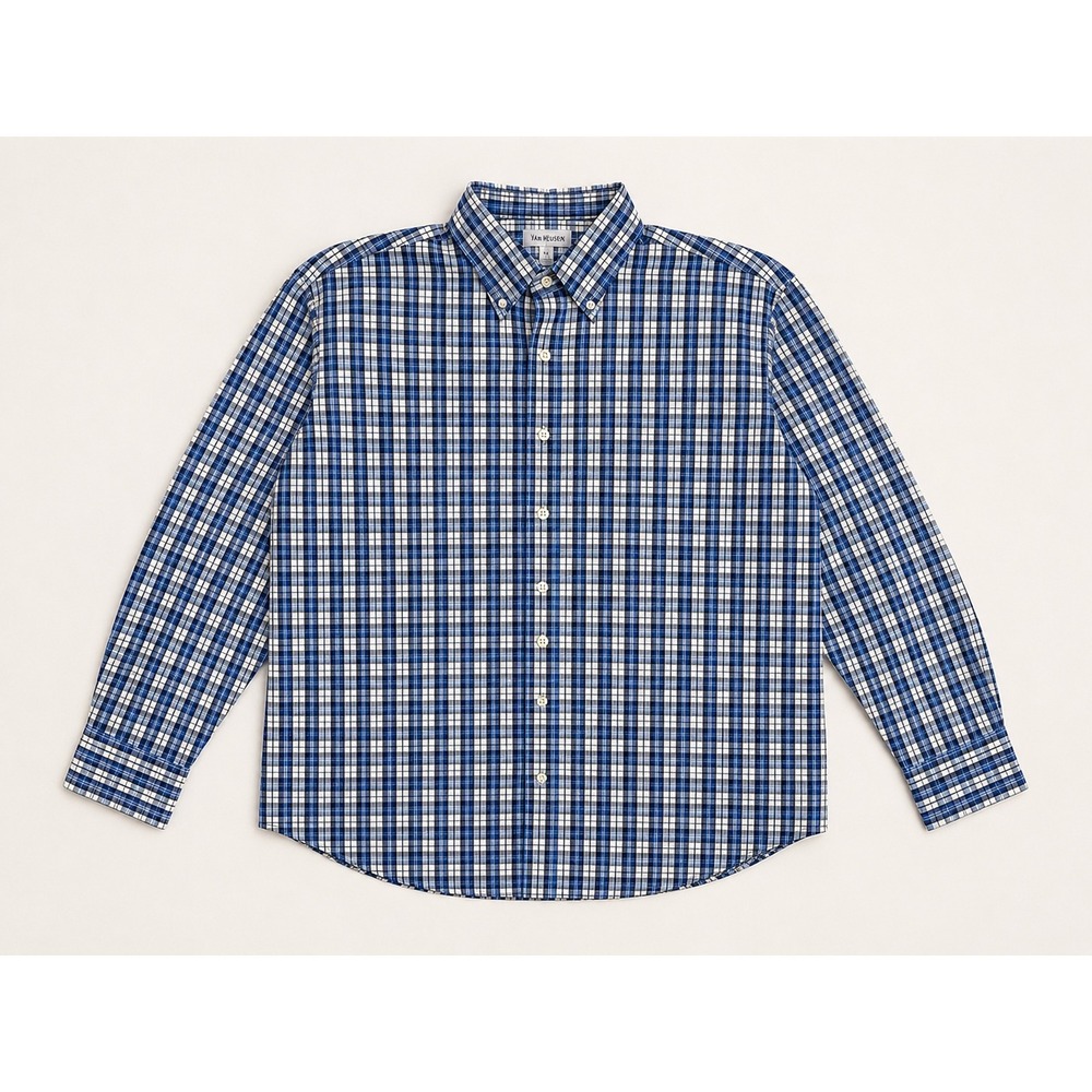 Peter Millar Crown Sport Mens XXL Blue Plaid Performance Button Down Shirt MF18B